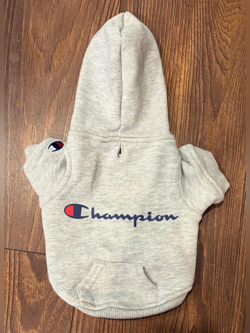 EUC Champion Dog Hoodie Sweatshirt, Light Heather Gray, Size XS
